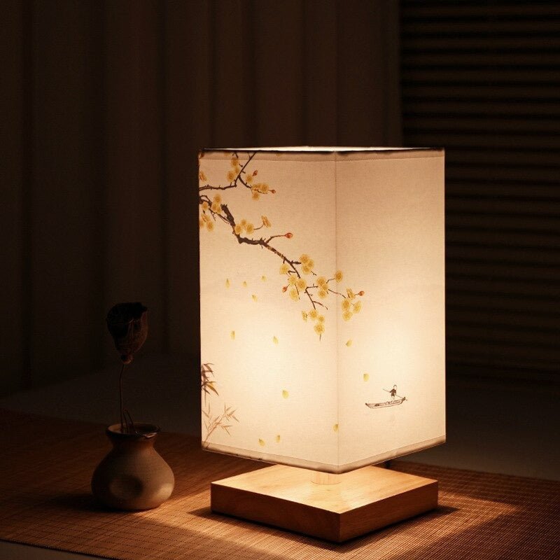 AsterLume Nordic Japanese Table Lamp With Soft Fabric Shade