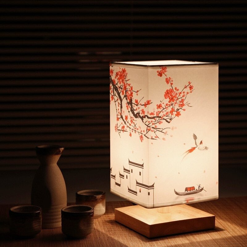 AsterLume Nordic Japanese Table Lamp With Soft Fabric Shade
