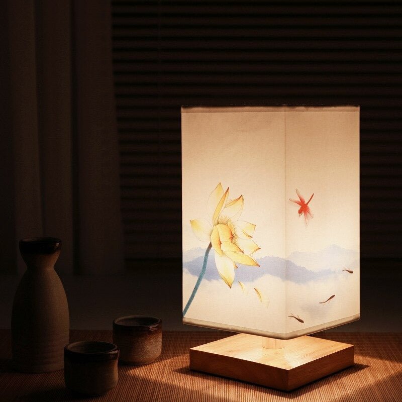 AsterLume Nordic Japanese Table Lamp With Soft Fabric Shade