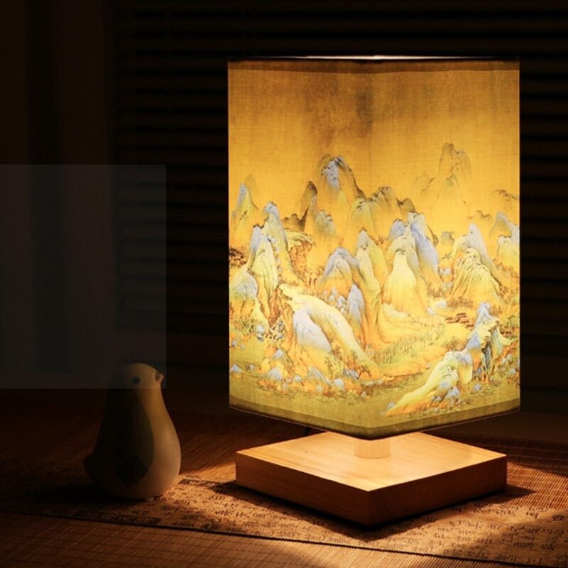 AsterLume Nordic Japanese Table Lamp With Soft Fabric Shade