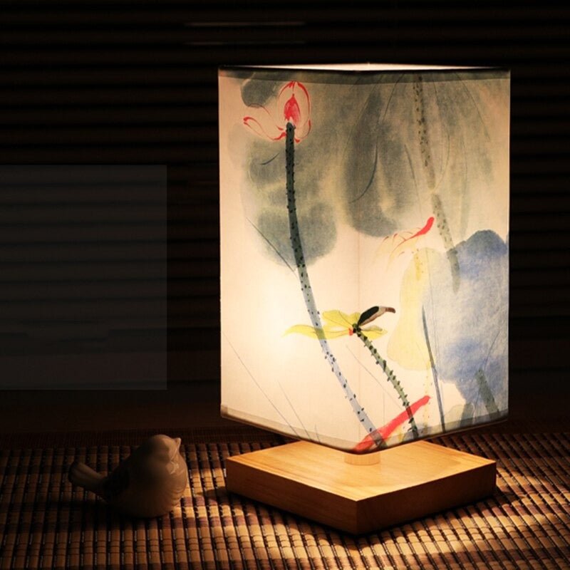 AsterLume Nordic Japanese Table Lamp With Soft Fabric Shade