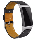 Elegáns fekete bőrszíj Fitbit Charge 4 okosórához