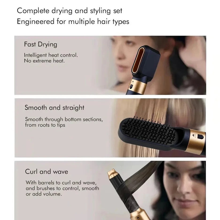 VexaFlow 5-in-1 ヘアスタイラー 1000W 高速ホットエアブラシ イオン赤外線付き