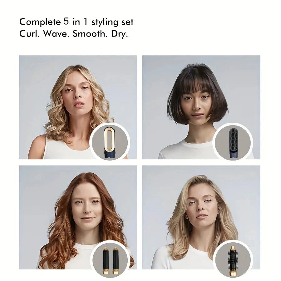 VexaFlow 5-in-1 ヘアスタイラー 1000W 高速ホットエアブラシ イオン赤外線付き