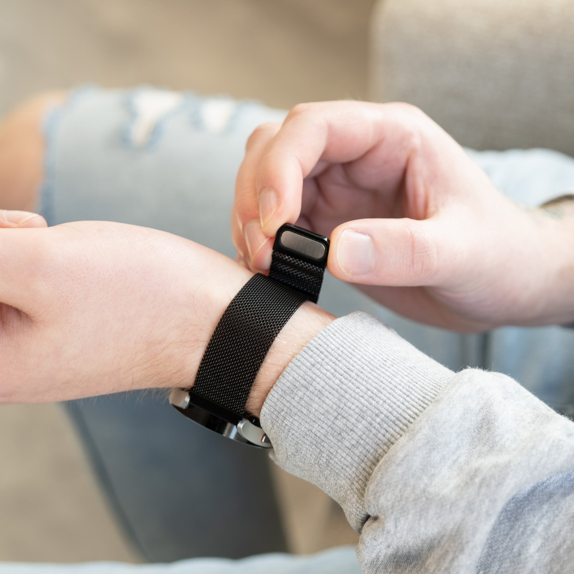 22mm Milanese Watch Strap With Quick Release Black