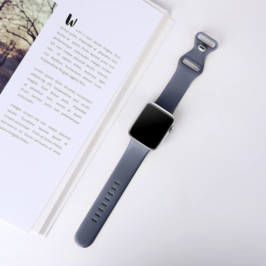 Klasszikus szilikon szíj Apple Watchhoz szürke-kék színben