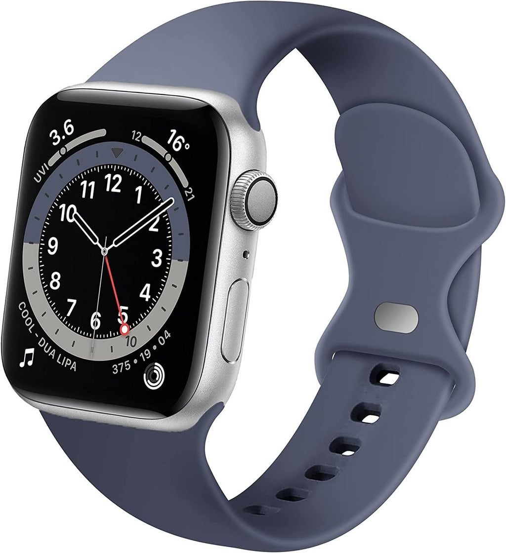 Klasszikus szilikon szíj Apple Watchhoz szürke-kék színben