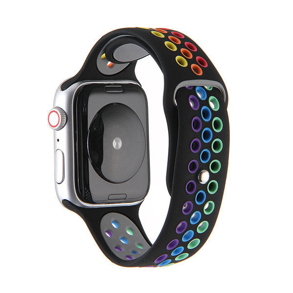 Apple Watch sport szíj fekete szivárvány színes pánt