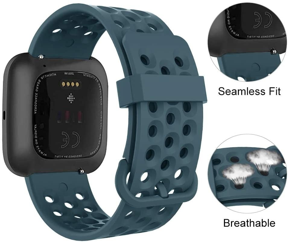 Lélegző szíj Fitbit Versa és Versa 2-höz, szürke-kék