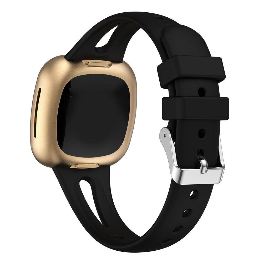 Fekete Fitbit Versa 3 luxus szilikon szíjas karpánt
