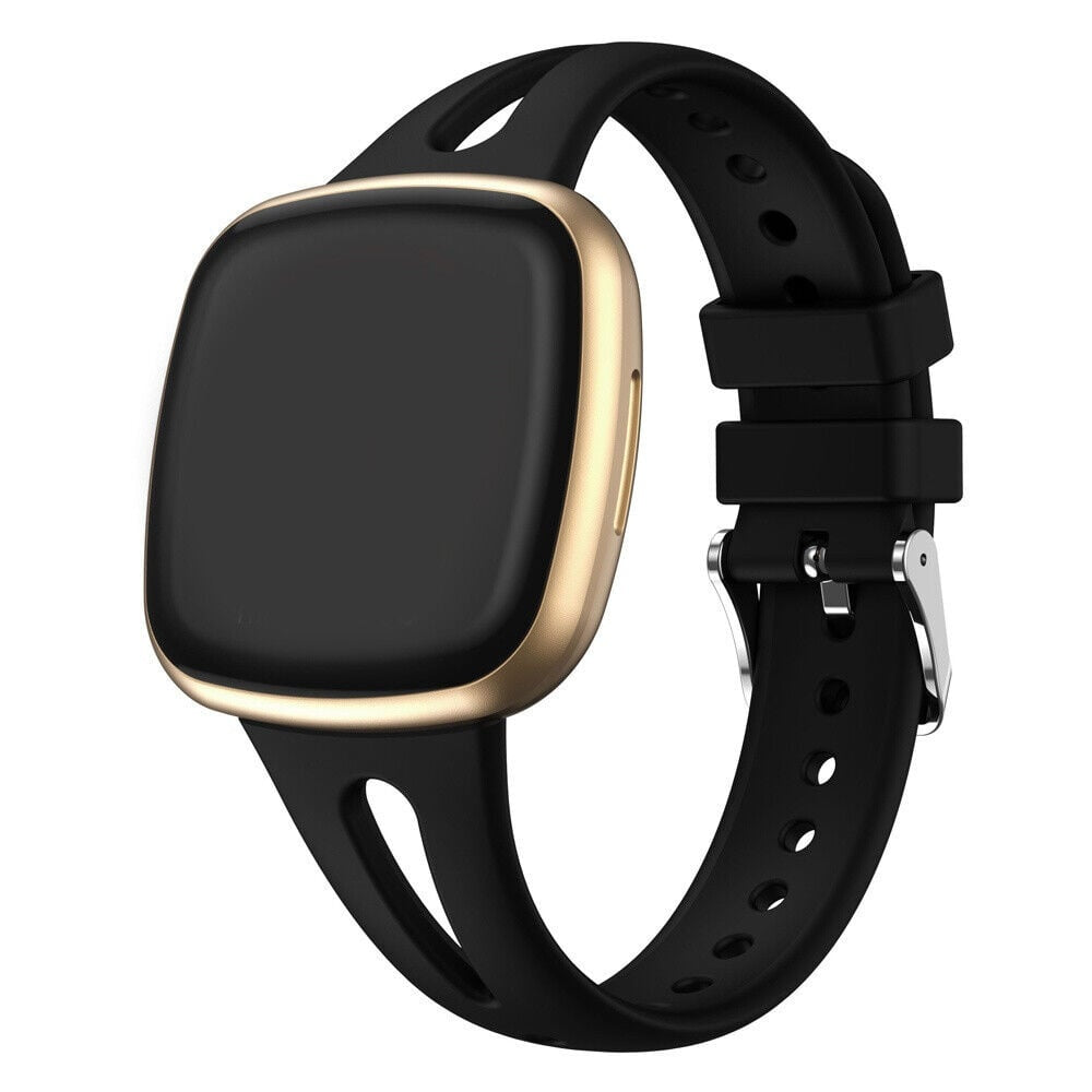 Fekete Fitbit Versa 3 luxus szilikon szíjas karpánt