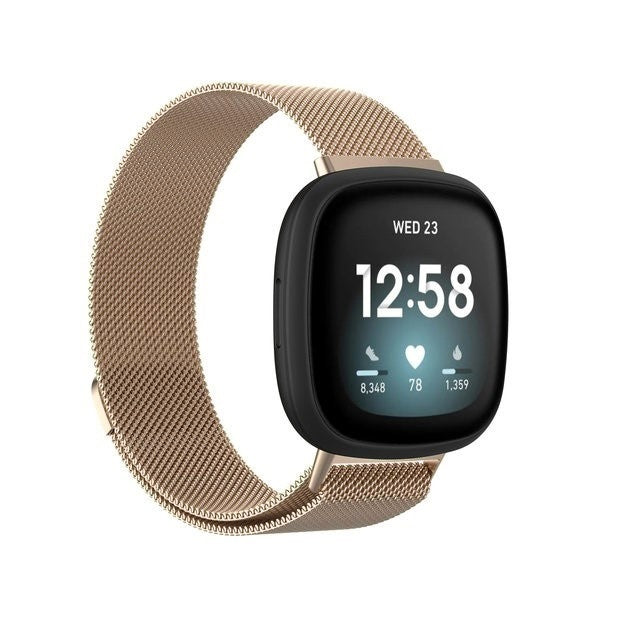 Fitbit Versa 3 milánói szíj pezsgőszínű kivitelben