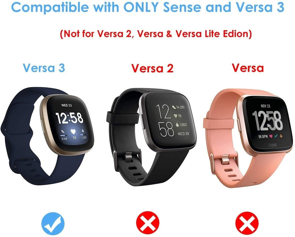 Fitbit Versa 3 bőrszíj, sima fekete cserepánt