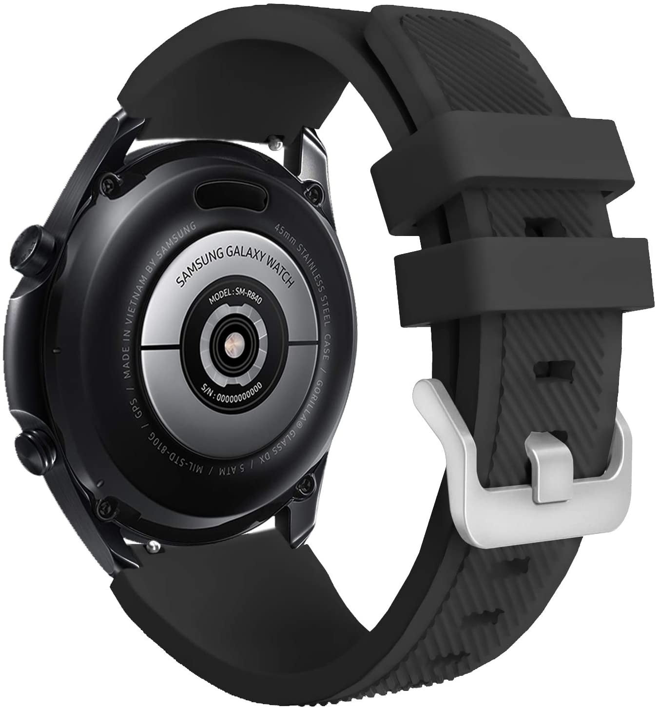 Fekete szilikon szíj Samsung Galaxy Watch 3 45 mm-hez